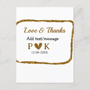 Carte Postale Amour et remerciements ajoutent le nom du couple n