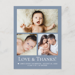 Carte Postale Amour et Remerciements Bébé Photo Faire-part de na
