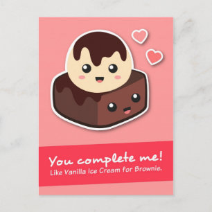 Carte Postale Amour et Romance - Crème glacée Vanille et Brownie