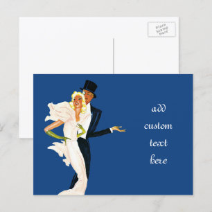 Carte Postale Amour et romance vintage, couple de mariage modern