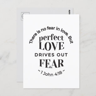 Carte Postale Amour Éternel - 1 Jean 4:18 Citation Écriture Art