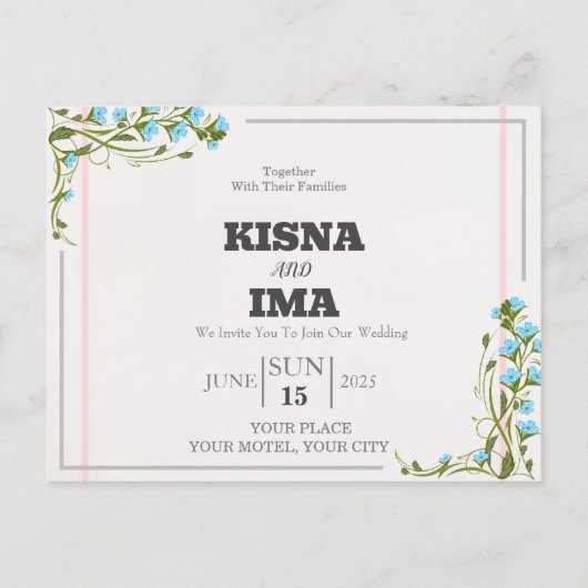 Carte Postale amour éternel : simple faire-part de mariage (Dos)