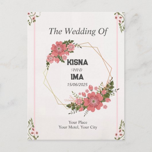 Carte Postale amour éternel : simple faire-part de mariage (Devant)