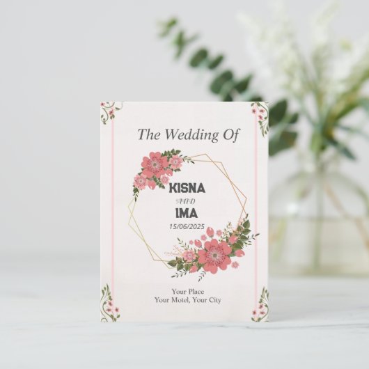 Carte Postale amour éternel : simple faire-part de mariage (Debout devant)