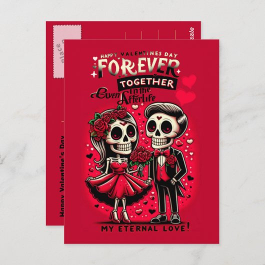 Carte Postale Amour éternel squelette style de tatouage old scho (Devant / Derrière)