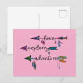 Carte Postale Amour Explore Aventure Arrow Tribal Boho Design (Devant / Derrière)