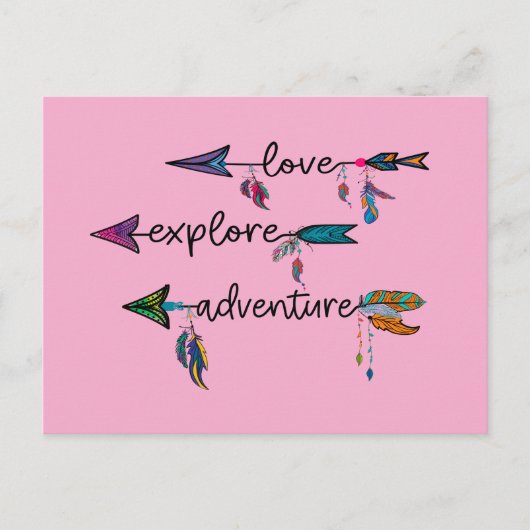 Carte Postale Amour Explore Aventure Arrow Tribal Boho Design (Devant)