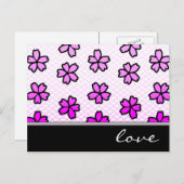 Carte Postale amour : floral rétro : (Devant / Derrière)