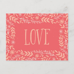 Carte Postale Amour Floral Rustique   Orange Rose  