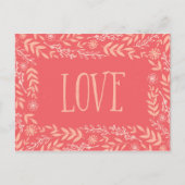 Carte Postale Amour Floral Rustique | Orange Rose | (Devant)