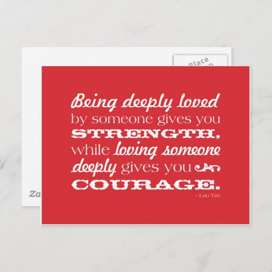 Carte Postale Amour = Force et courage (Devant / Derrière)