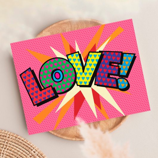 Carte Postale Amour Fun rétro bande dessinée Pop Art