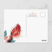 Carte Postale Amour Joy & Paix Cardinal Rouge Aquarelle Blush (Dos)
