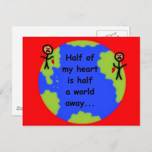 Carte Postale Amour longue distance (Devant / Derrière)