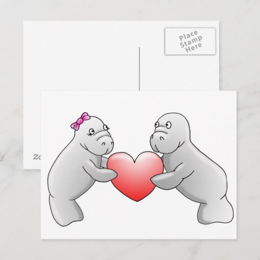 Carte postale amour Manatee (Devant / Derrière)