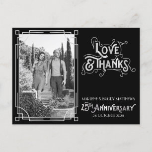 Carte Postale Amour & Merci 25e anniversaire Mariage Argent
