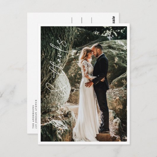 Carte Postale Amour Merci Elegant Mariage Merci photo (Devant / Derrière)