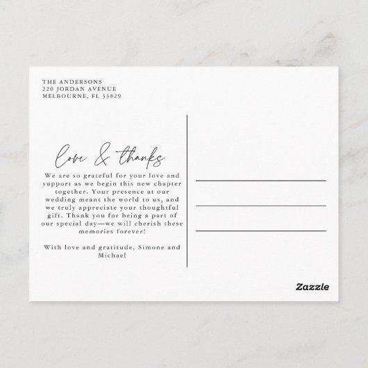 Carte Postale Amour Merci Elegant Mariage Merci photo (Dos)