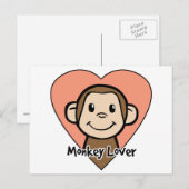 Carte Postale Amour mignon de singe de sourire de clipart (Devant / Derrière)