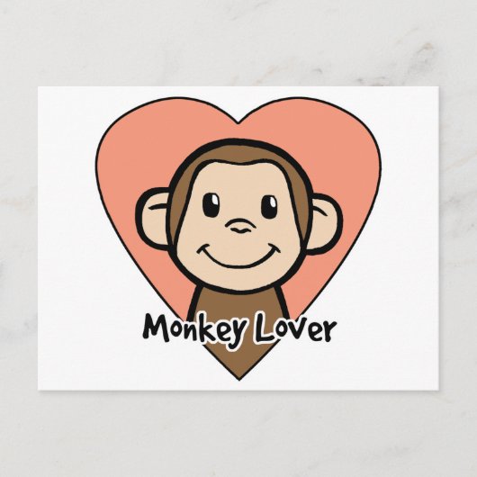 Carte Postale Amour mignon de singe de sourire de clipart (Devant)