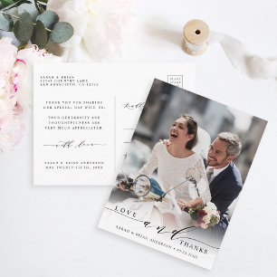 Carte Postale Amour moderne et merci Mariage Photo Merci