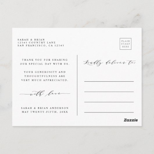 Carte Postale Amour moderne et merci Mariage Photo Merci (Dos)