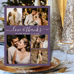 Carte Postale Amour moderne et merci Mauve Mariage Merci<br><div class="desc">Mini Élégant Script 5 Photo Collage Dusty Mauve Mariage carte postale Merci. Modèle carte de remerciements mariage moderne avec cinq (5) photos à l'avant et une (1) photo à l'arrière. Avec le texte "Amour et merci" dans une tourbillonnant police de script de typographie lettrée en blanc sur mauve poussiéreuse ou...</div>