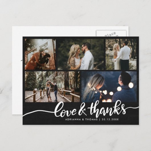 Carte Postale Amour Moderne Et Merci Simple Cinq Photos Mariages (Devant / Derrière)