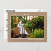 Carte Postale Amour Moderne Merci Photo de Mariage Cadre en Kraf (Devant / Derrière)