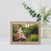 Carte Postale Amour Moderne Merci Photo de Mariage Cadre en Kraf (Debout devant)