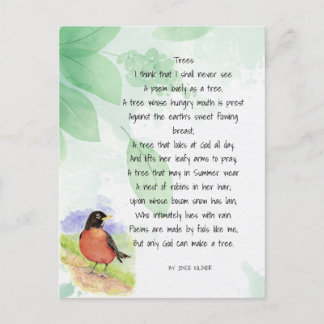 Carte Postale Amour Nature Poème Inspirationnel Arbres Kilmer