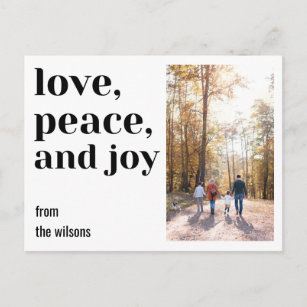 Carte Postale amour, paix et joie audacieuse, moderne, photo cla