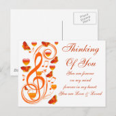 Carte Postale Amour & Papillons,notes de musique_ (Devant / Derrière)