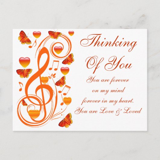 Carte Postale Amour & Papillons,notes de musique_ (Devant)