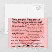 Carte Postale amour poésie, amour poèmes (Devant / Derrière)