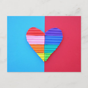 Carte Postale Amour Pop Art Cœurs Jumeaux Arc-en-Ciel