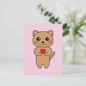 Carte Postale Amour Purrrfect - Fond Rose (Debout devant)