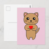 Carte Postale Amour Purrrfect - Fond Rose (Devant / Derrière)