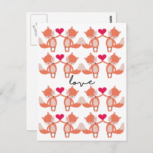 Carte Postale amour renard (Devant / Derrière)