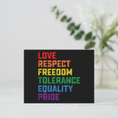 Carte Postale Amour Respect Liberté Tolérance Égalité Fierté (Debout devant)