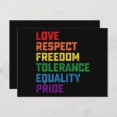 Carte Postale Amour Respect Liberté Tolérance Égalité Fierté (Devant / Derrière)