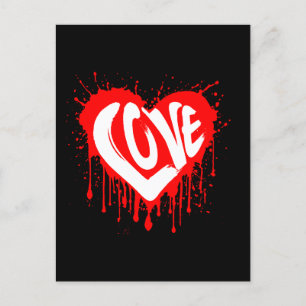 Carte Postale Amour Rétro Cœur Rouge Saint-Valentin Texte Blanc