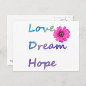 Carte Postale Amour, Rêve, Fleur de l'espoir (Devant / Derrière)