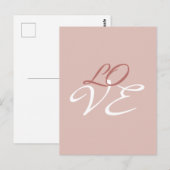 Carte Postale Amour Rose Gold Couleur Calligraphie Script (Devant / Derrière)