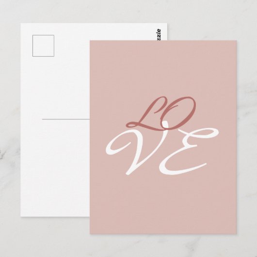 Carte Postale Amour Rose Gold Couleur Calligraphie Script (Devant / Derrière)
