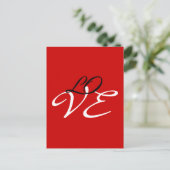 Carte Postale Amour Rouge Blanc Noir Couleur Calligraphie Script (Debout devant)