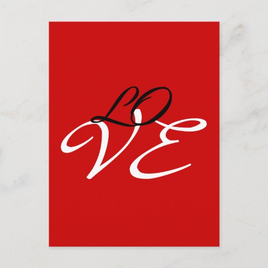 Carte Postale Amour Rouge Blanc Noir Couleur Calligraphie Script (Devant)