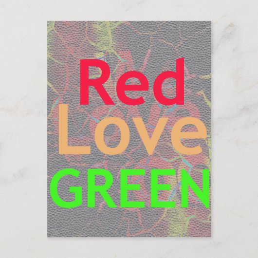 CARTE POSTALE AMOUR ROUGE OR DORÉ VERT (Devant)