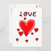 Carte Postale Amour sur les coeurs (Devant / Derrière)