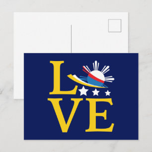 Carte Postale Amour - Typographie du drapeau philippin